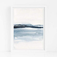 Load image into Gallery viewer, High quality art print of original watercolor painting of an abstract blue wave. Calming ocean art.