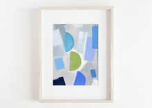 Load image into Gallery viewer, Abstract Original Painting, Geometric Original Art, Small Original Painting, Acrylic Abstract Art, Blue Green and Grey Geometric Shapes Art