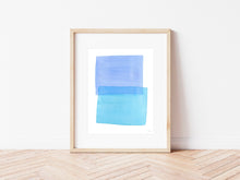 Load image into Gallery viewer, Abstract Color Block Print, Blue and Turquoise Giclee Print, Contemporary Wall Art, Colourful Abstract Art, Watercolor Wall Art, Blue