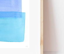 Load image into Gallery viewer, Abstract Color Block Print, Blue and Turquoise Giclee Print, Contemporary Wall Art, Colourful Abstract Art, Watercolor Wall Art, Blue