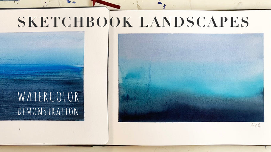 Blue Semi Abstract Watercolour Landscape Sketchbook Paintings