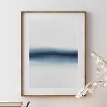 Load image into Gallery viewer, Original watercolour painting of a abstract dark blue landscape, serene contemporary painting
