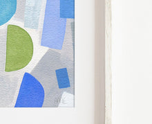 Load image into Gallery viewer, Abstract Original Painting, Geometric Original Art, Small Original Painting, Acrylic Abstract Art, Blue Green and Grey Geometric Shapes Art
