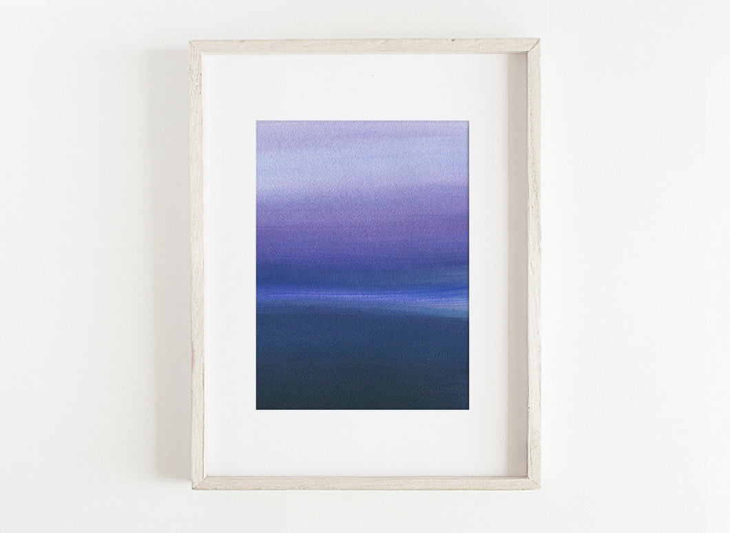 ORIGINAL watercolour landscape painting, blue and purple abstract landscape, original watercolor painting, dark landscape painting